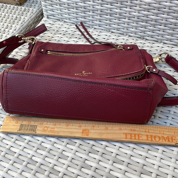 Kate Spade "Carlson" Burgundy Pebbled Leather 2 Way Handbag - Picture 11 of 13